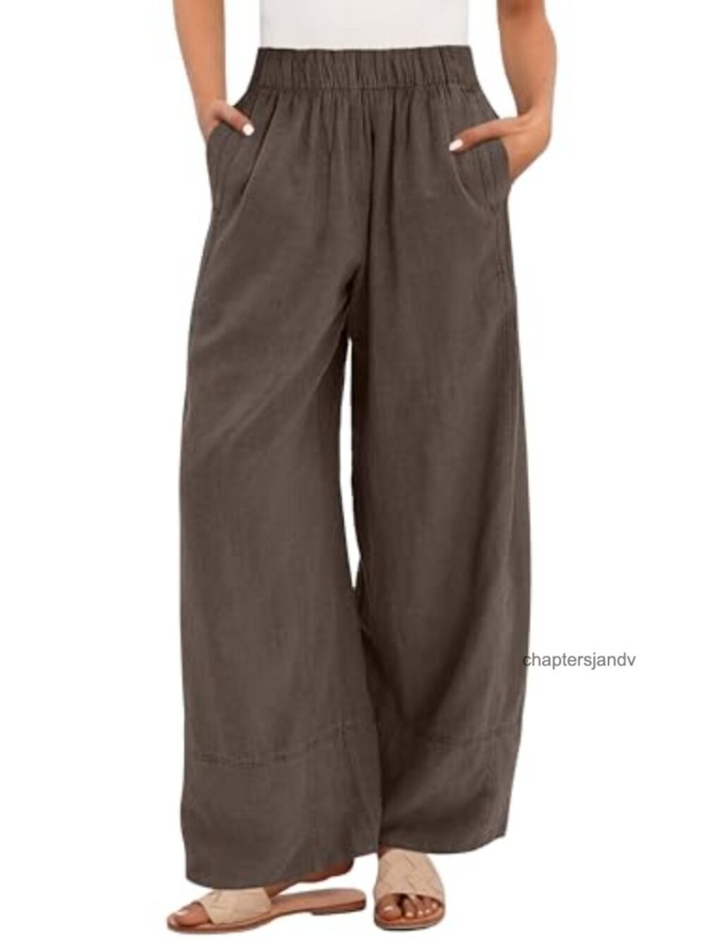 Wide leg linen pants with pockets